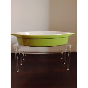 Vintage Pyrex Lime Green Oval Casserole Dish 043 1.5 Quart Chartreuse MCM
